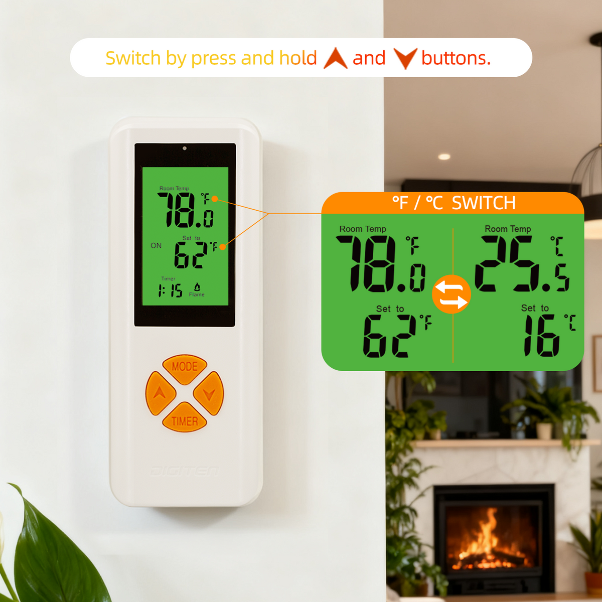 DIGITEN WTC401 Fireplace Thermostat Remote Control Kit, for Millivolt