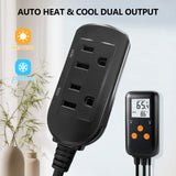DIGITEN DTC-1021 Dual Heat Cool Temperature Controller, 10A Thermostat With 2M NTC Probe, ℃/℉ Switchable Digital Outlet Thermostat for Reptile Terrarium, Greenhouse, Fermentation, Aquarium