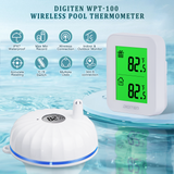 DIGITEN WPT-100 Swimming Pool Thermometer, Wireless Floating Pool Thermometer,IPX7 Waterproof Pool Thermometer With Indoor Temperature Monitor