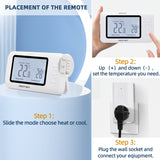 DIGITEN WTC100Pro Wireless Temperature Controller Thermostat Outlet Remote Control Thermostat With Heating Cooling Mode for Fan Heater (UK PLUG))