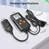 DIGITEN DTC-1021 Dual Heat Cool Temperature Controller, 10A Thermostat With 2M NTC Probe, ℃/℉ Switchable Digital Outlet Thermostat for Reptile Terrarium, Greenhouse, Fermentation, Aquarium
