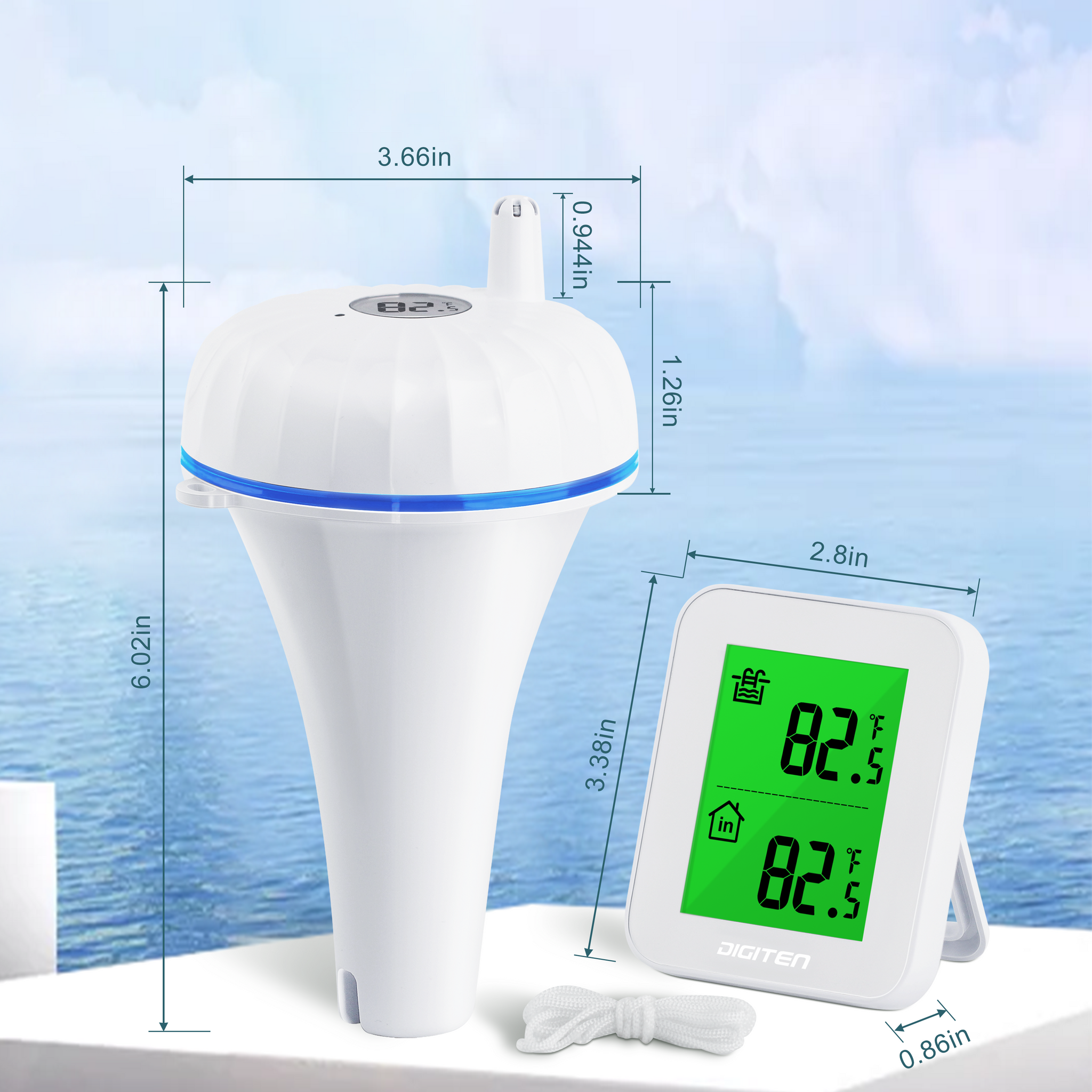 Schwimmbad-Thermometer, Floating-Pool-Thermometer, Digital