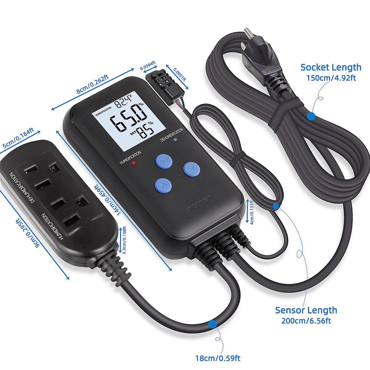 DIGITEN DHC312 Dual-stage Humidity Controller Pre-Wired Humidistat Out