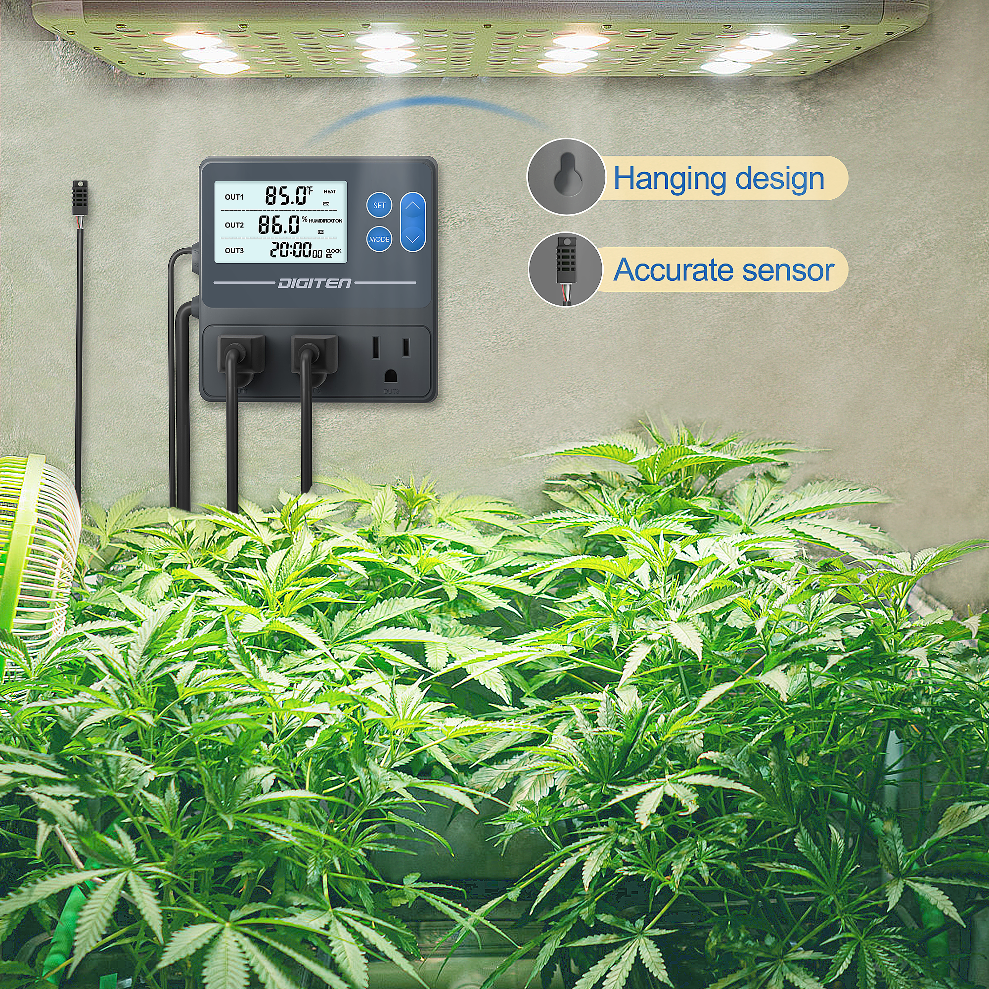 temperature and humidity controller for grow tent DIGITEN THT103 Temperature and Humidity Controller with Timer for Mush