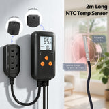 DIGITEN DTC-1021 Dual Heat Cool Temperature Controller, 10A Thermostat With 2M NTC Probe, ℃/℉ Switchable Digital Outlet Thermostat for Reptile Terrarium, Greenhouse, Fermentation, Aquarium