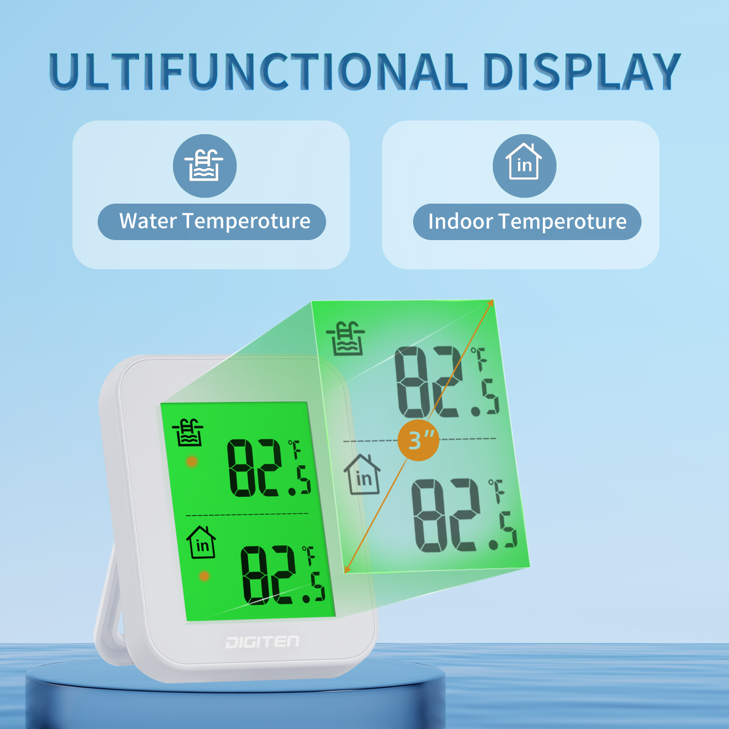 Large Turtle Floating Pool Thermometer - Easy Read, Pool Water Temperature  Gauge