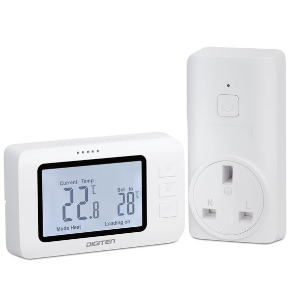 DIGITEN WTC100Pro Wireless Temperature Controller Thermostat Outlet Remote Control Thermostat With Heating Cooling Mode for Fan Heater (UK PLUG))