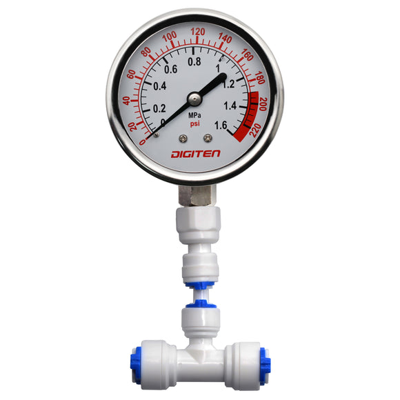 Water Pressure Gauge Meter 0-1.6MPa 0-220psi 1/4