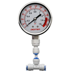 DIGITEN 3/8" Water Pressure Gauge Meter 0-1.6MPa 0-220psi for Reverse Osmosis System Pump