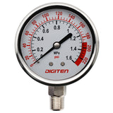 Water Pressure Gauge Meter 0-1.6MPa 0-220psi 1/4" f Reverse Osmosis System Pump