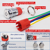 DIGITEN Automotive Latching Push Button Switch 12V LED Toggle Switch ON/Off Waterproof Momentary Stainless Steel for 16mm 5/8" Car or Boat Mounting Hole