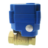 1/2" Brass Motorized Ball Valve, DC9-24V and 2 Wire Auto Return Setup, Normally Closed