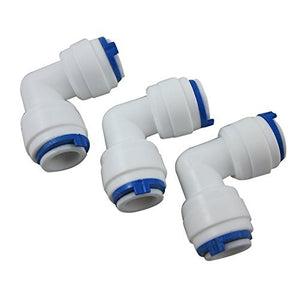 DIGITEN 3/8"x3/8" Tube Push Fit Union Elbow Quick Connect RO Water Reverse Osmosis (Pack of 3)