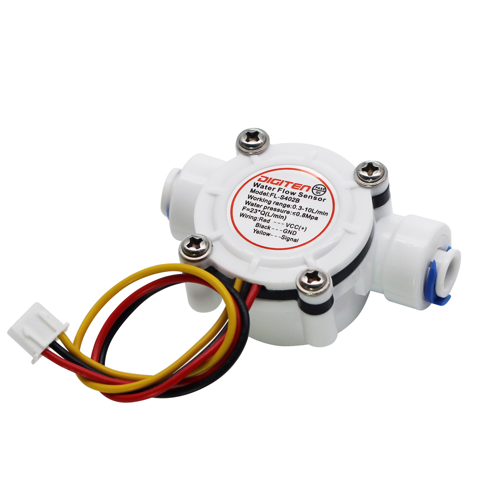 Sensor Quick Connect DIGITEN 1/4 Quick Connect 0.3-10L/min Water Hall Effect Flow Sensor Me