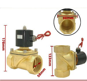 2" Inch 12V DC Brass Electric Solenoid Valve, NC Normally Closed