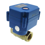 1/2" Brass Motorized Ball Valve, DC9-24V and 2 Wire Auto Return Setup, Normally Closed