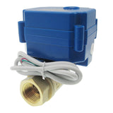 1/2" Brass Motorized Ball Valve, DC9-24V and 2 Wire Auto Return Setup, Normally Closed