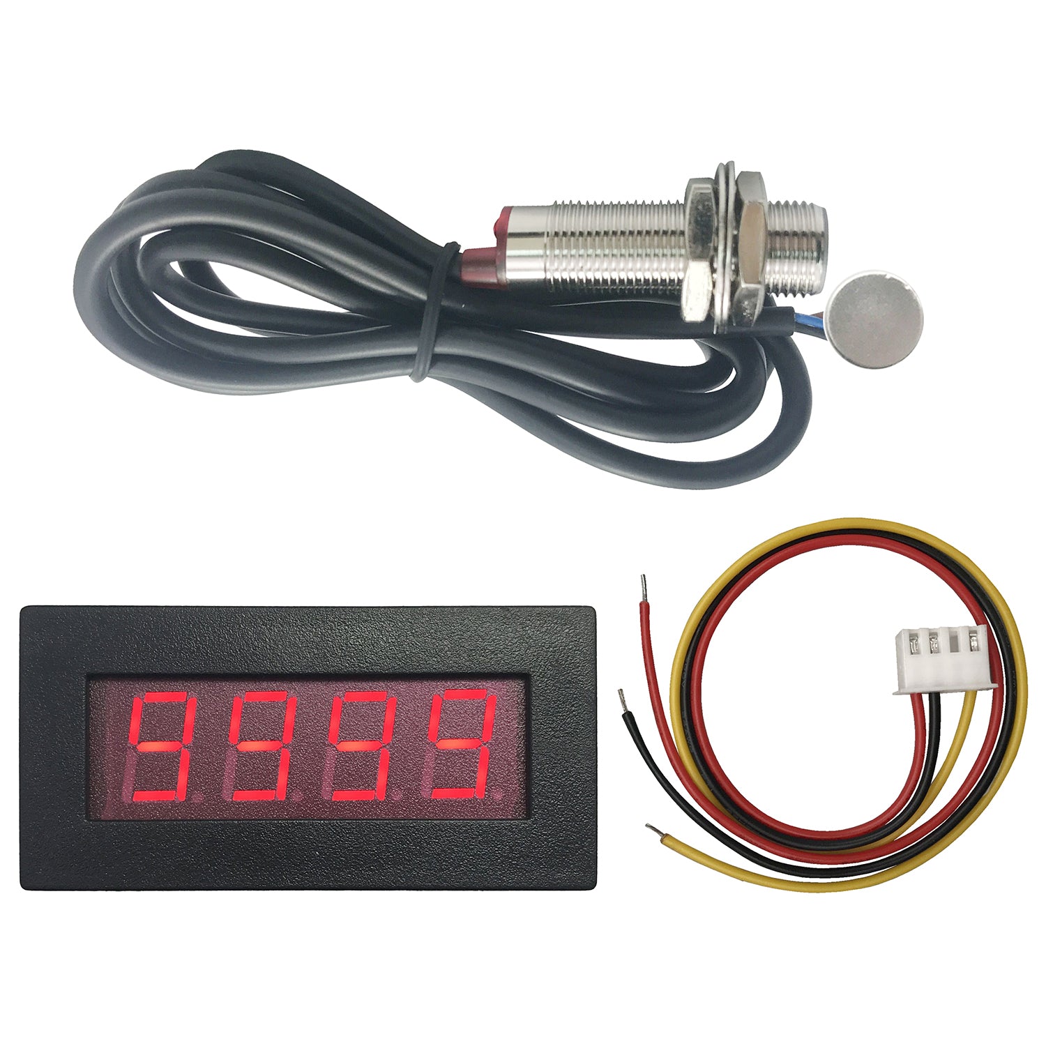 DIGITEN 4 Digital LED Tachometer RPM Speed Meter+Hall Proximity Switch