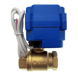 1/2" Brass Motorized Ball Valve, DC9-24V and 2 Wire Auto Return Setup, Normally Closed