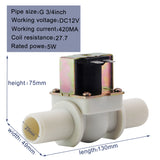 DIGITEN 3/4" DC 12V Electric Solenoid Valve Normally Closed N/C Water Inlet Flow Switch