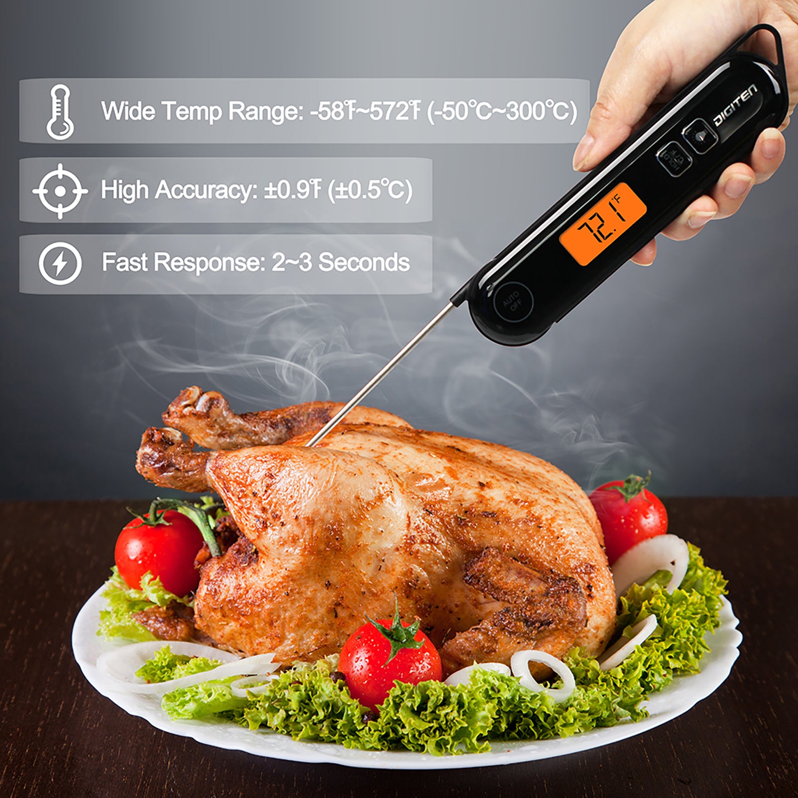 Instant Read Digital Meat Thermometer Waterproof Professional BBQ Grilling  Food