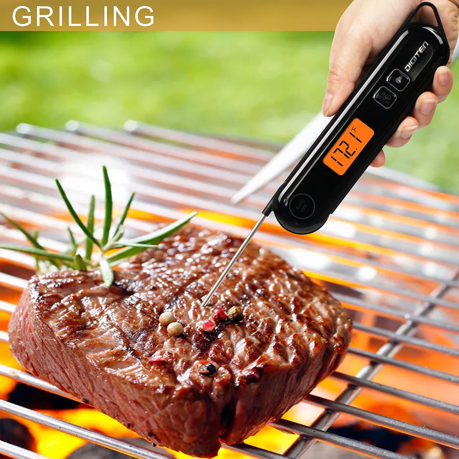  Digital Instant Read Meat Thermometer - Waterproof Kitchen Food  Cooking Super Fast Thermometer Electric Probe with Backlight LCD - Best for  BBQ Grilling Smoker Baking Turkey: Home & Kitchen