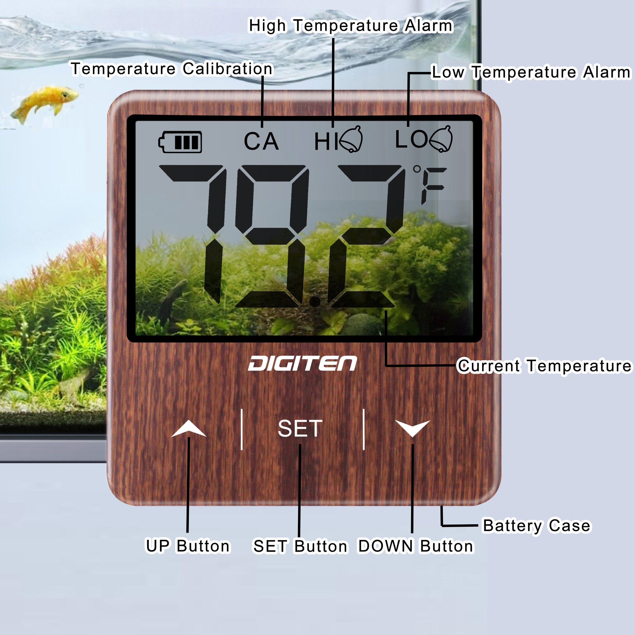 capetsma Fish Tank Thermometer, Touch Screen Digital Aquarium Thermometer  with LCD Display, Accurate Temperature Sensor displays Optimum Temperature  in Terrarium, for Your pet Amphibians and Reptiles : : Pet Supplies