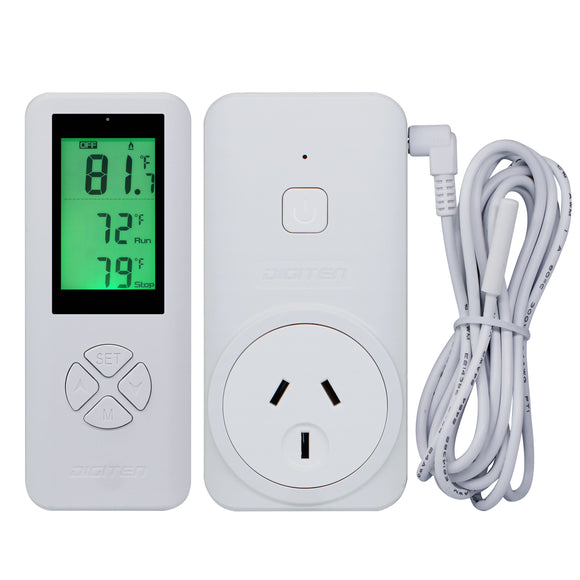 DIGITEN Wireless Thermostat Outlet WTC200 Digital Temperature Controller Wireless Thermostat with Remote Sensor Plug-in Temperature Controller Switch Greenhouse Thermostat Homebrewing Temp Controller (AU Plug)