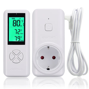 DIGITEN Wireless Temperature Controller WTC200 Thermostat Outlet Remote Control Thermometer with 2m/6ft NTC Temp Sensor Probe Heating Cooling Mode for Fan Heater Greenhouse Homebrewing Reptile (EU Plug)