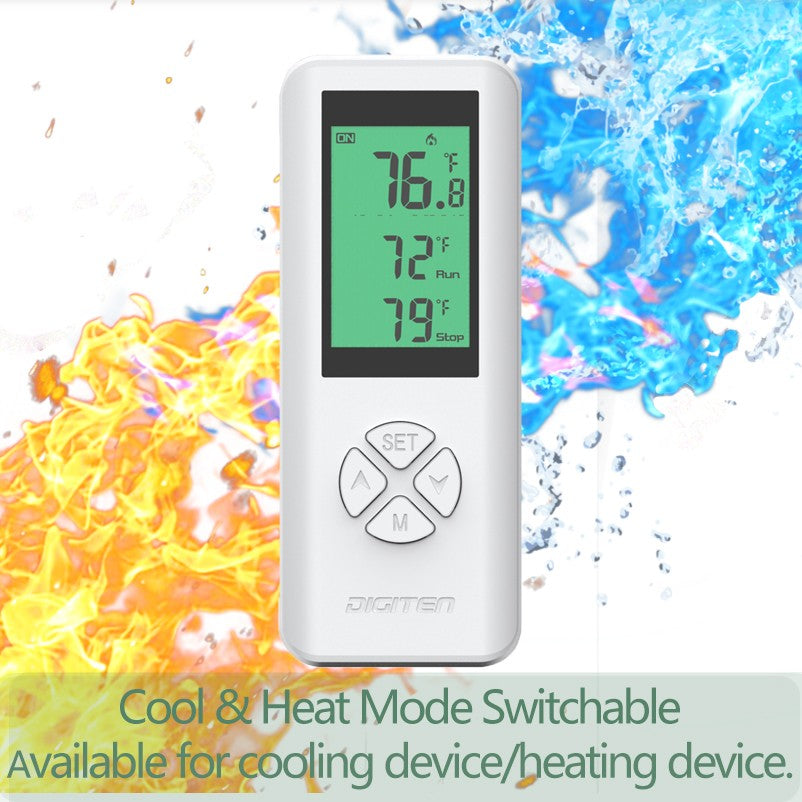 WTC100 - Controlador de temperatura inalámbrico digital enchufable,  termostato enchufable, control remoto, modo de refrigeración de calefacción  para