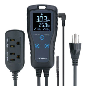 DIGITEN Temperature Controller DTC102 Greenhouse Thermostat 2-Stage Plug-in Thermostat Reptiles Thermostat Outlet Homebrewing Thermostat Controller Digital Temperature Contrller for Seedlings