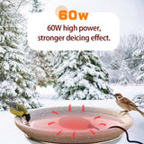 DIGITEN Birdbath Deicer Bird Bath Heater for Outdoors in Winter Birdbaths Deicer with Thermostatically Controlled Chicken Water Heater 60W Immersion Deicer for Garden Patio Yard and Lawn