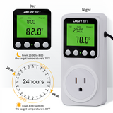 DIGITEN Temperature Controller Day/Night Temperature Controlled Outlet Reptile Thermostat Timer Greenhouse Thermostat with Timer Heat Mat Thermostat Outlet Heating Cooling Temp Control for Homebrewing